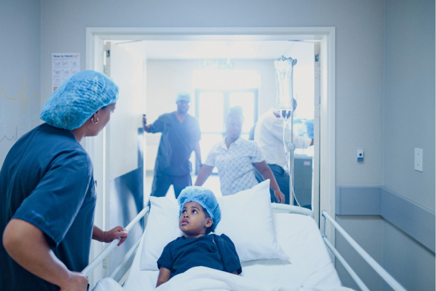 Image of child in hospital bed