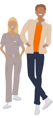 Illustration of a clinician and their recruiter