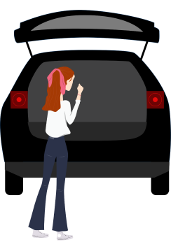 Illustration of a clinician loading up a car trunk