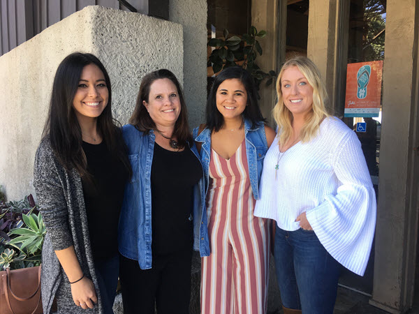 Travel nurses Miriam and Maddie post with Meredith and Mandy from Aya Healthcare