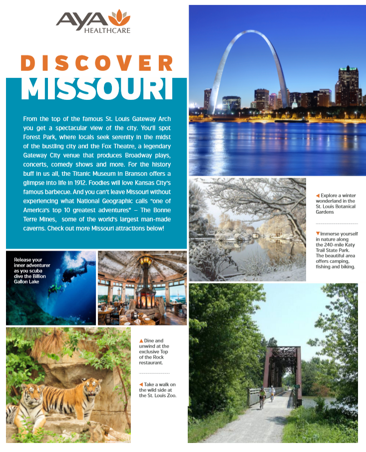 Information sheet on attractions in Missouri